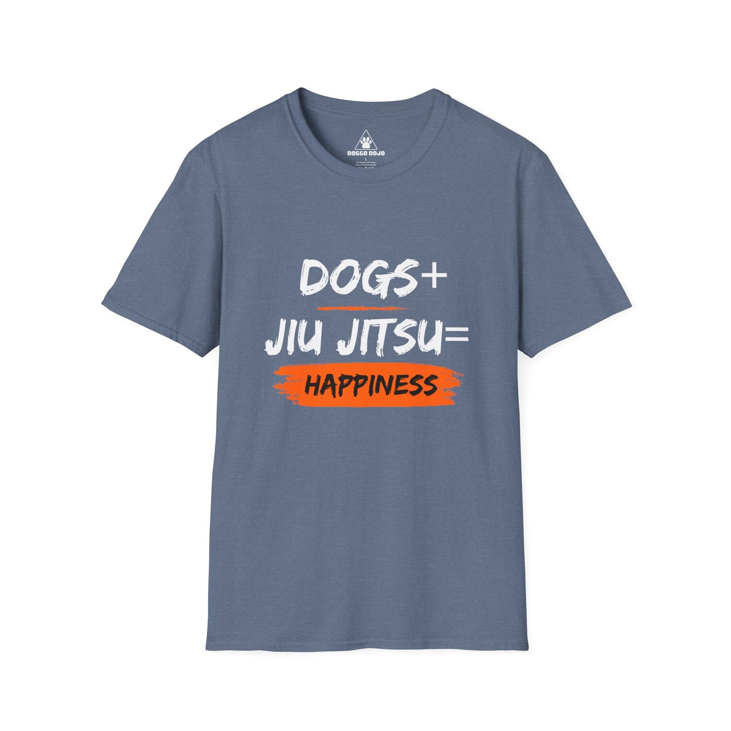 Dogs + Jiu Jitsu = Happiness Unisex Softstyle T-Shirt