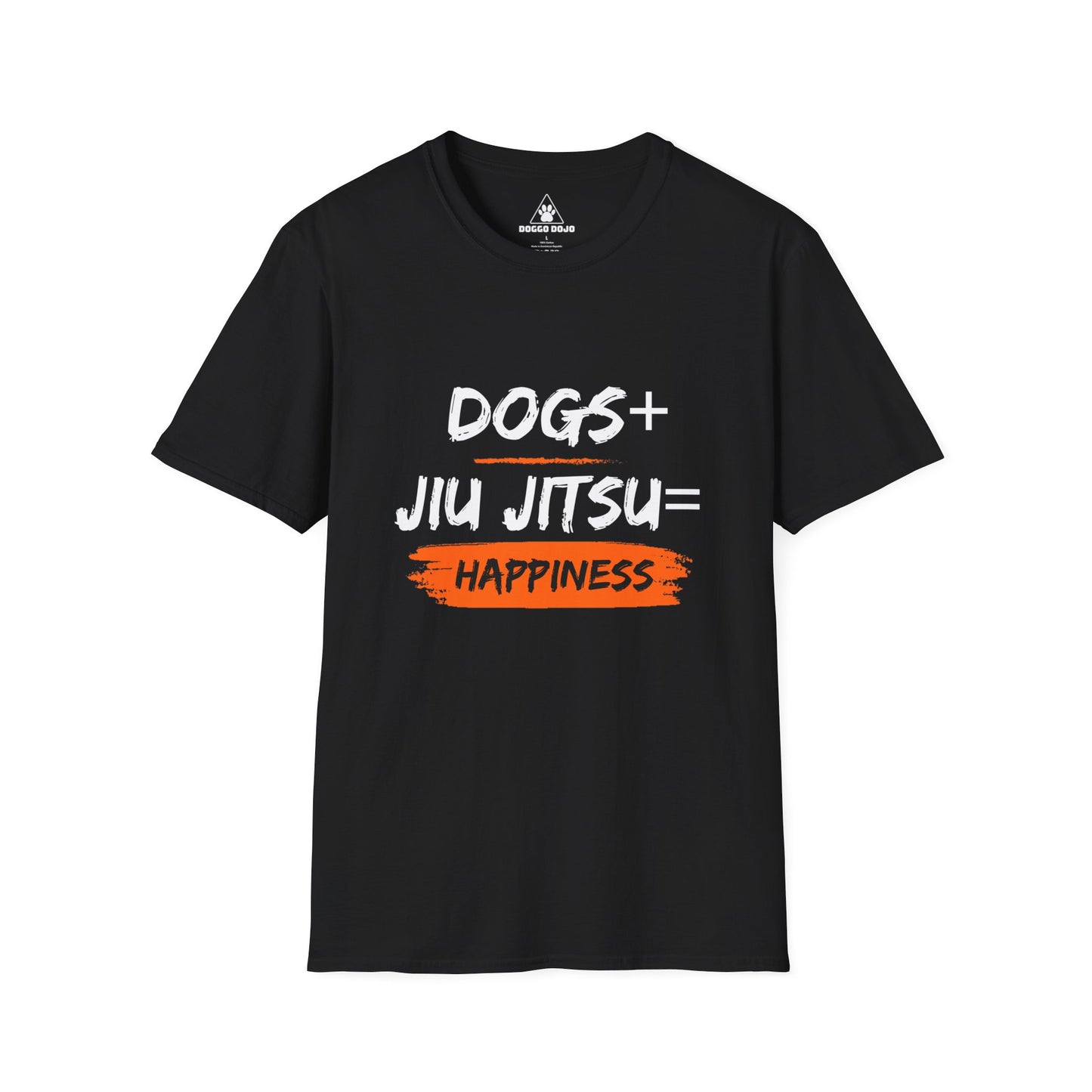 Dogs + Jiu Jitsu = Happiness Unisex Softstyle T-Shirt
