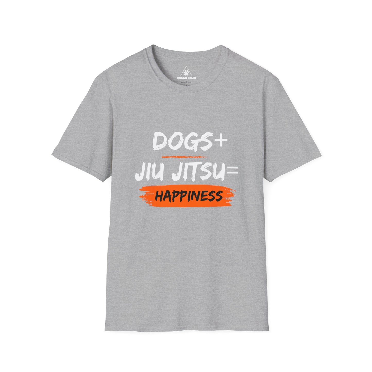 Dogs + Jiu Jitsu = Happiness Unisex Softstyle T-Shirt
