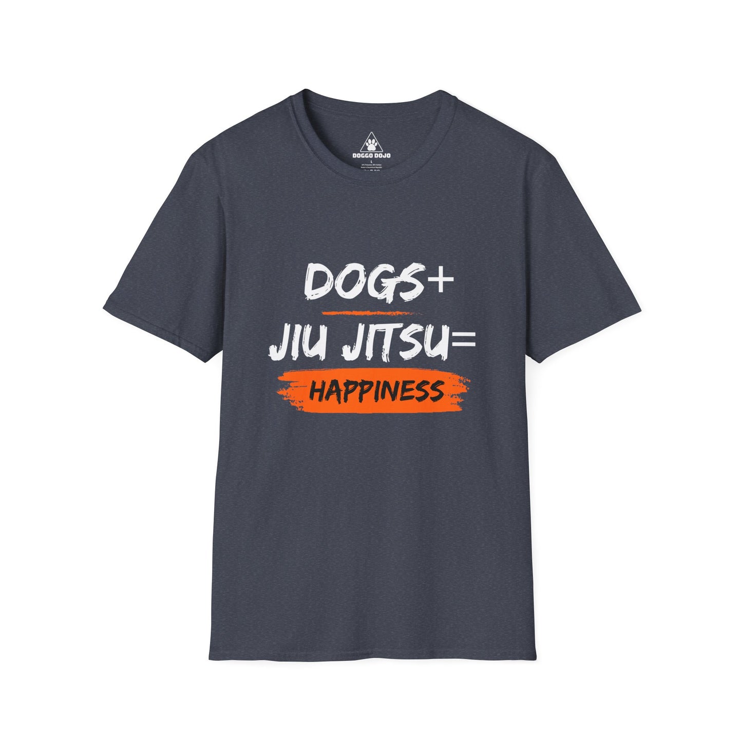 Dogs + Jiu Jitsu = Happiness Unisex Softstyle T-Shirt