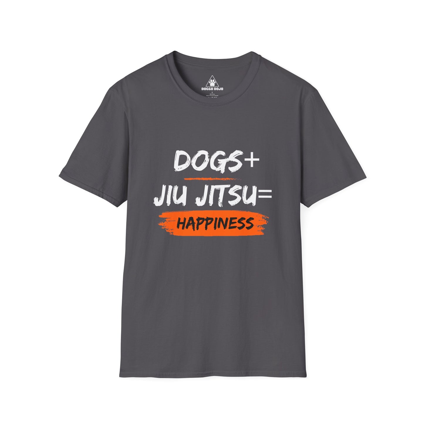 Dogs + Jiu Jitsu = Happiness Unisex Softstyle T-Shirt
