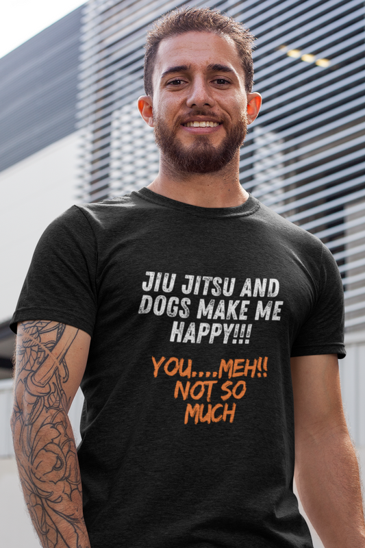 JIU JITSU & DOGS MAKE ME HAPPY Unisex Softstyle T-Shirt