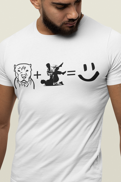 Pit Bulls + Jiu Jitsu = Happiness Unisex Softstyle T-Shirt