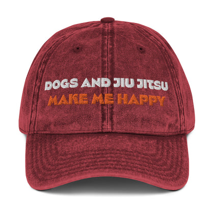 Dogs and Jiu Jitsu Make me Happy Vintage Cotton Twill Cap